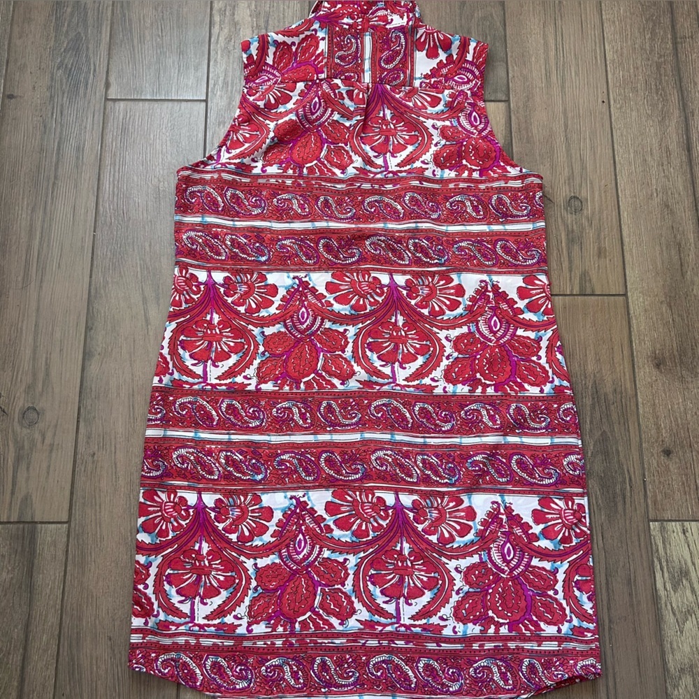 The Limited Red Bohemian Paisley Floral  Print Sleeveless Collared Dress Size L - Picture 7 of 9
